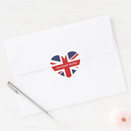 koningin Elizabeth 70th Jubilee Hart Sticker (Envelop)