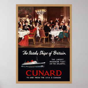  koningin Elizabeth Cunard Lines Travel Poster
