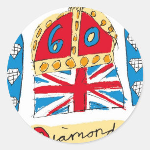 koningin elizabeth diamond jubilee 2012 ronde sticker