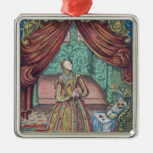 koningin Elizabeth I bij Prayer, frontispiece Metalen Ornament