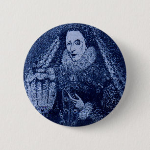 koningin Elizabeth I blauw Ronde Button 5,7 Cm
