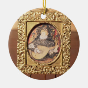 Koningin Elizabeth I die de lat speelt (miniatuur Keramisch Ornament