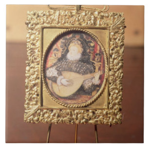 Koningin Elizabeth I die de lat speelt (miniatuur  Tegeltje
