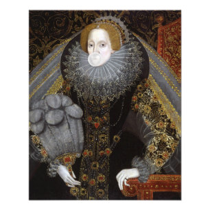 Koningin Elizabeth I die een witte kauwgomblaas bl Foto Afdruk
