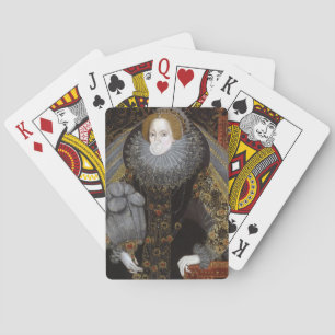 Koningin Elizabeth I die een witte kauwgomblaas bl Pokerkaarten
