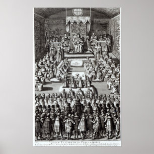 Koningin Elizabeth I en Parlement Poster