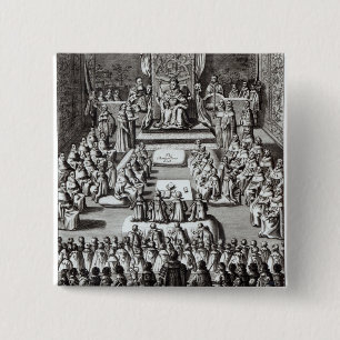 Koningin Elizabeth I en Parlement Vierkante Button 5,1 Cm