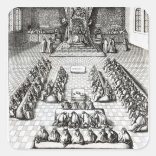 Koningin Elizabeth I in het Parlement Vierkante Sticker