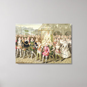Koningin Elizabeth I in processie met haar Courtie Canvas Afdruk