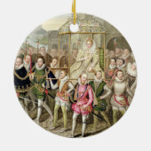 Koningin Elizabeth I in processie met haar Courtie Keramisch Ornament (Achterkant)