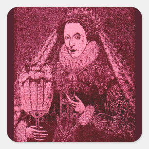 koningin Elizabeth I in roze Vierkante Sticker
