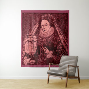 Koningin Elizabeth I in roze Wandkleed