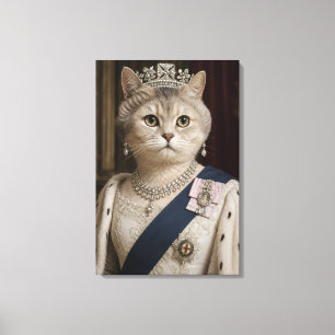 Koningin Elizabeth II kattenportret Koninklijke Canvas Afdruk