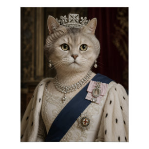 Koningin Elizabeth II kattenportret Koninklijke Perfect Poster