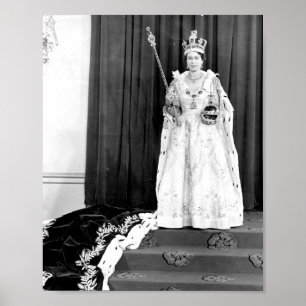 koningin Elizabeth II met haar kroning Poster