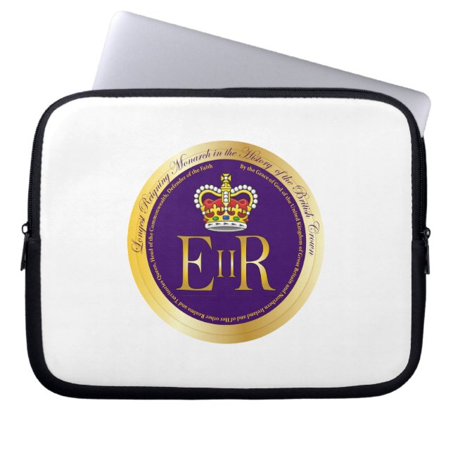 koningin Elizabeth II Reign Laptop Sleeve (Voorkant)