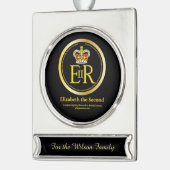 koningin Elizabeth II Reign Verzilverd Banner Ornament (Links)