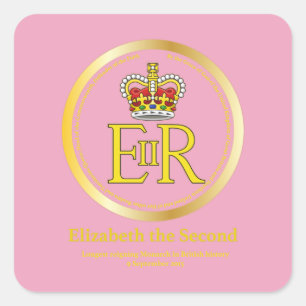 koningin Elizabeth II Reign Vierkante Sticker