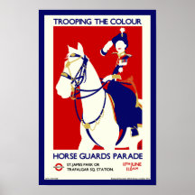 Koningin Elizabeth II Retro Trooping the Color art