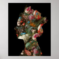 Koningin Elizabeth II Silhouet Bloemen Klein