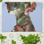 koningin Elizabeth II Silhouette Flowers Theedoek (Gevouwen)