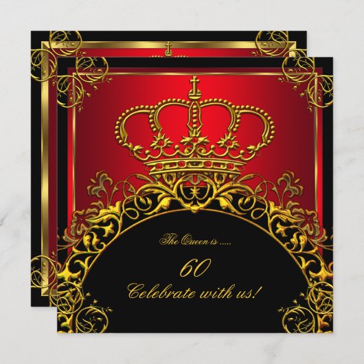 Koningin en Koning Regal Red Gold Royal Birthday P Kaart (Voorkant / Achterkant)
