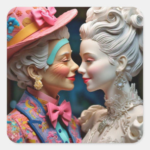 Koningin en prinses vierkante sticker