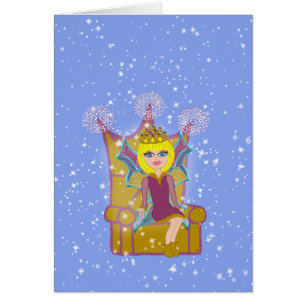 Koningin Faerie Blonde Zitting Throne Cartoon Art