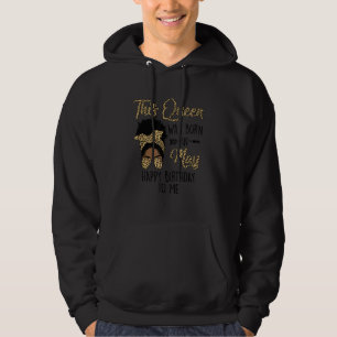 Koningin Geboren in Mei Black Girl Birthday Mother Hoodie