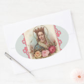 Koningin Gezegende Moeder Maagd Maria Rozen Ovale Sticker (Envelop)