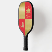 Koningin Glam Red Gold Crown Monogram Pickleball Paddle (Links)