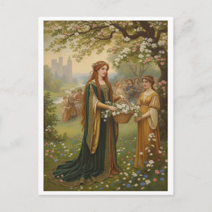 Koningin Guinevere Bloemen Pre-Raphaelite Briefkaart