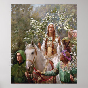 Koningin Guinevere's Maying, 1900 door John Collie Poster