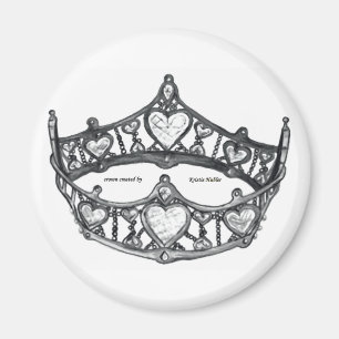 Koningin Heart Monotone Silver Crown Tiara white Magneet