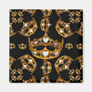 Koningin heft gouden kroonkanton zwarte vierkante  magneet