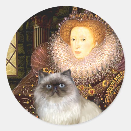Koningin- Himalaya kat 7 Ronde Sticker (Voorkant)