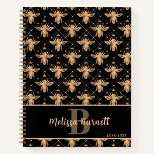 Koningin Honey Bee Black en Gold Notitieboek