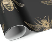 Koningin honing Comb Metallic Bronze Black Cadeaupapier (Rol Hoek)