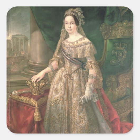 Koningin Isabella II 1843 Vierkante Sticker (Voorkant)