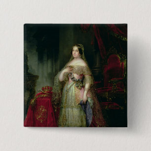 Koningin Isabella II van Spanje Vierkante Button 5,1 Cm