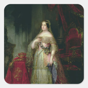 Koningin Isabella II van Spanje Vierkante Sticker