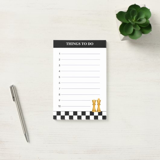 Koningin & koning op zwarte en witte schaafdingen  post-it® notes (Kantoor)