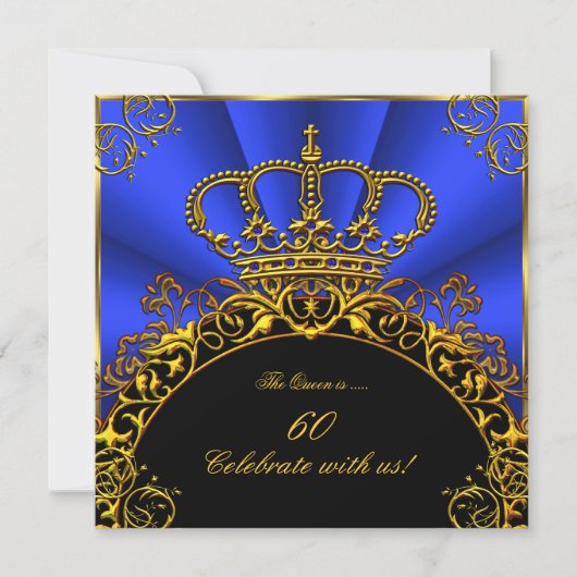 Koningin Koning Regal Gold Royal Blue Birthday Kaart (Voorkant)