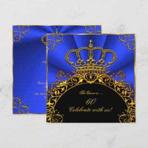 Koningin Koning Regal Gold Royal Blue Birthday Kaart