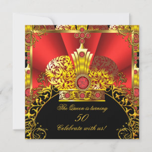 Koningin Koning Regal Red Gold Royal Birthday Kaart