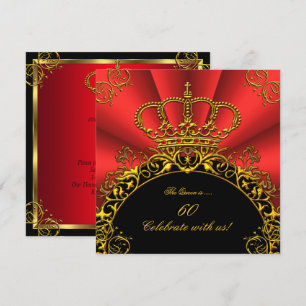 Koningin Koning Regal Red Gold Royal Birthday Part Kaart