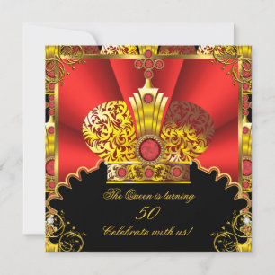 Koningin Koning Regal Red Gold Royal Birthday Part Kaart