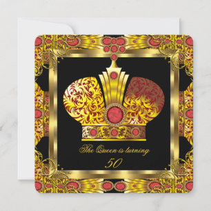 Koningin Koning Regal Red Gold Royal Birthday Part Kaart