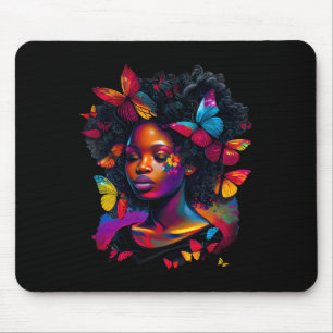 Koningin Kunst Schilderen Vlinder Afro Schattig Muismat