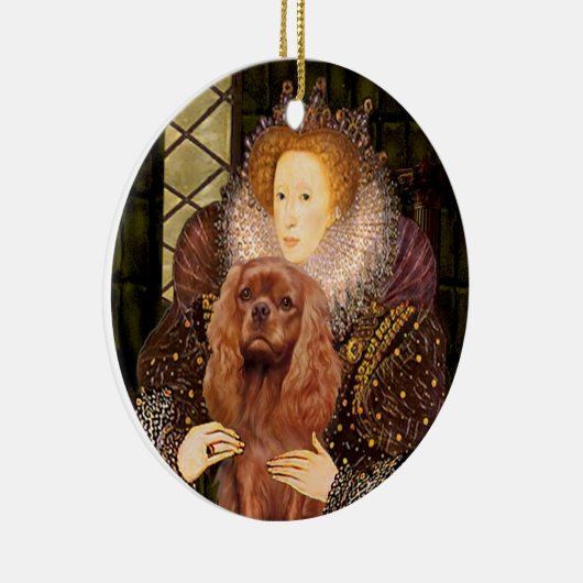 Koningin Liz I - Ruby Cavalier Keramisch Ornament (Rechts)